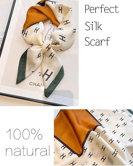 kcctoo 27.5" Mulberry Silk Feeling Head Scarf Women's Fashion Square Neck Satin Scarfs for Bag Hair Scarves Gift