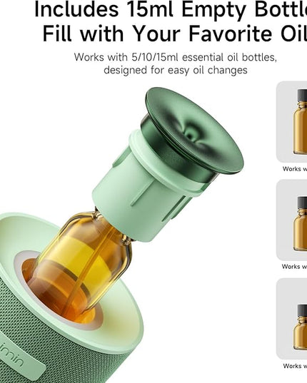 Waterless Cordless Essential Oil Aromatherapy Diffuser - Dual Home/Car Mode with Auto Start-Stop, Strong/Light Scent Adjustment, Air Freshener for Office, Car, Compatible with 5/10/15ml Bottles