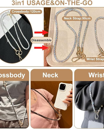 2Pcs Phone Crossbody Lanyard and Wrist Strap, Universal Cell Phone Lanyard Strap with 2Tether Tab