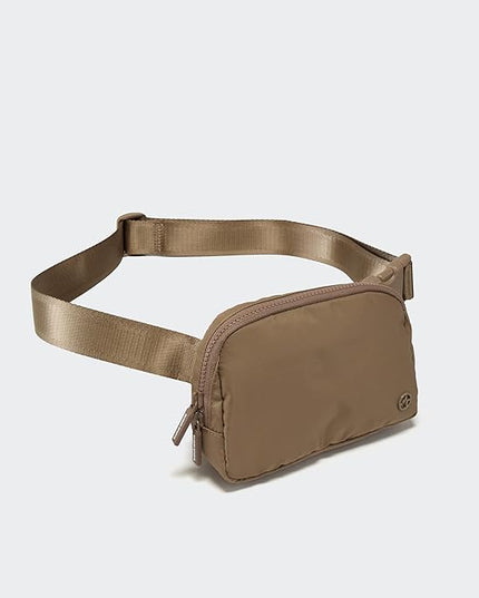 Pander Two Way Zipper Fanny Pack Nylon Everywhere Belt Bag for Women, Water Repellent Waist Packs, Crossbody Bags with Adjustable Strap (Gray Brown)