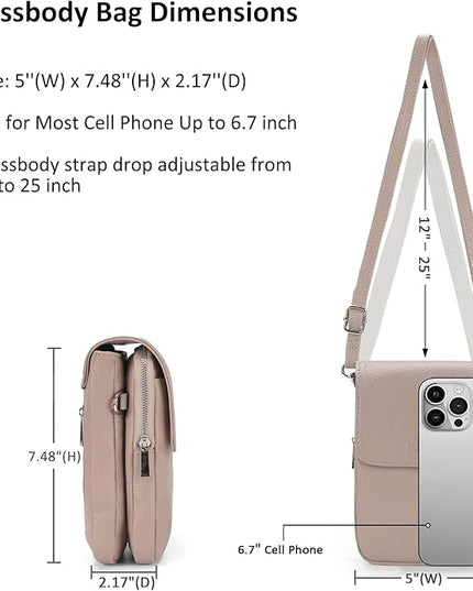 befen Genuine Leather Small Crossbody Bags for Women, Cell Phone Cross body Purse Bag with RFID Blocking Card Slots