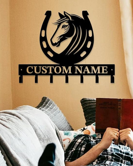peanut case Personalized Farm Horse Keys Hooks,Custom Name Metal Cowboy Horse Art Keys Hooks,Metal Horse Lover Wall Home Storage Decorative Keys Hooks,Key Holder Hooks for Wall (Style G)