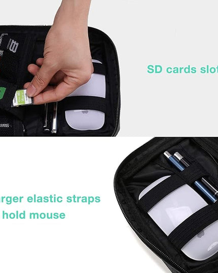BAGSMART Electronics Organizer Travel Case, Small Cord Bag for Travel Essentials, Tech bag for Men Women, Cable Organizer for Phone, SD Card, Black