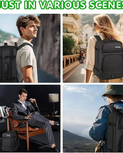 Travel Backpack for Men & Women - 40L Expandable Carry-On Backpack, TSA Approved 16 Inch Laptop, Weekend Outdoor Essentials, Airline Flight Approved, Black