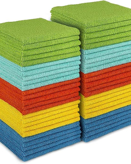 AIDEA Microfiber Cleaning Cloth, 50PK, Microfiber Towels for Cars, All Purpose Cleaning Rags for House, Dusting Cloth for Kitchen, Car, Window, 12"×12"