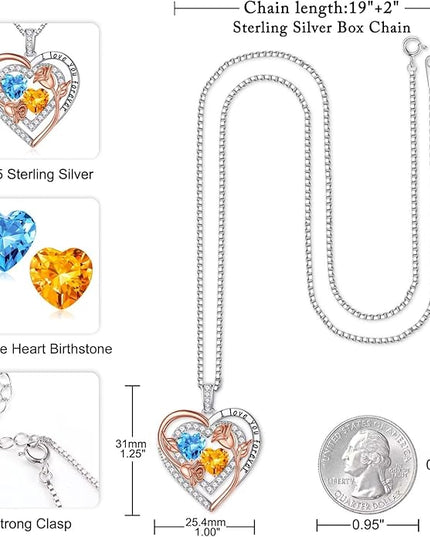 Iefil Christmas Gifts for Women - Sterling Silver Birthstone Necklace Anniversary Birthday Gifts for Her Wife Mom Daughter