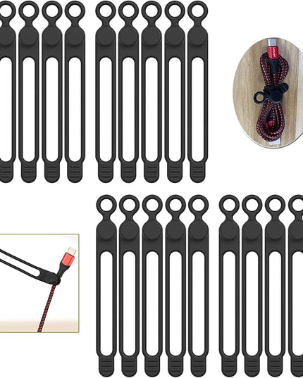 [20Park]UMUST Silicone Cable Ties, Reusable Cable Management Organizer, Cord Tie,Multipurpose Elastic Cord Organizer for Bundling and Fastening Cable Cords Wires(black)