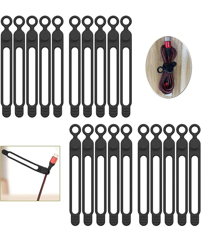 [20Park]UMUST Silicone Cable Ties, Reusable Cable Management Organizer, Cord Tie,Multipurpose Elastic Cord Organizer for Bundling and Fastening Cable Cords Wires(black)
