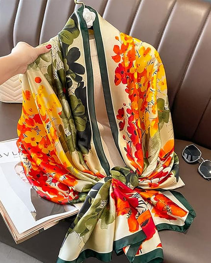 Fashion Scarves Scarf 100% Silk Feeling Scarf Silk Like Scarves Long Lightweight Sunscreen Shawls for Women