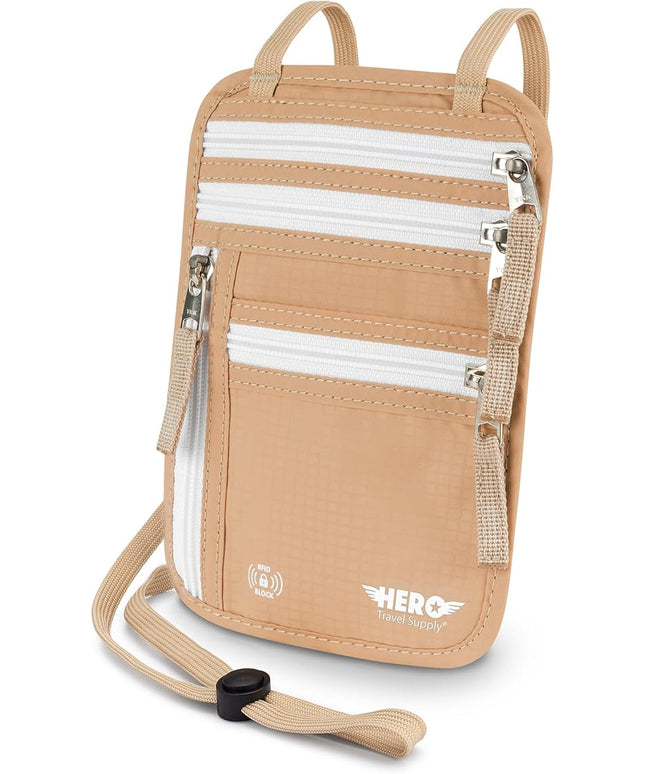 HERO Neck Wallet - RFID Blocking Passport Holder, Easy to Conceal and Pouch