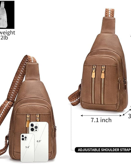 FALAN MULE Crossbody Bags for Women Trendy Leather Sling Chest Bag Fanny Packs for Women