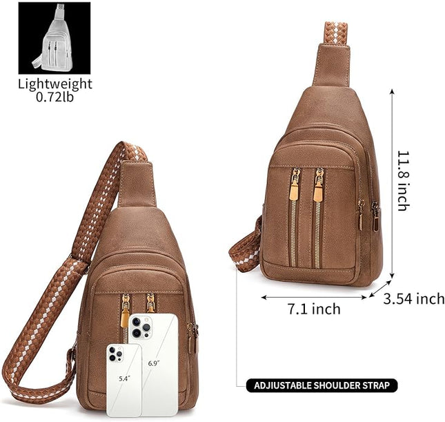FALAN MULE Crossbody Bags for Women Trendy Leather Sling Chest Bag Fanny Packs for Women