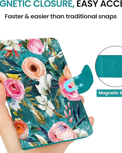 Passport Holder for Travel Essentials, RFID Blocking Leather Cover Wallet with Magnetic Closure, Aesthetic & Cute Passport Book Case for Women and Men - Oil