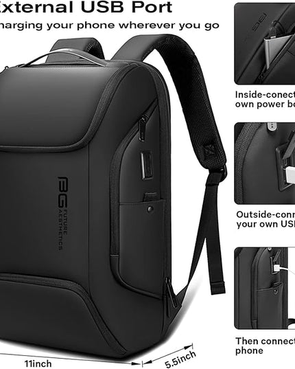 BANGE Business Laptop Smart backpack Can Hold 15.6 Inch Laptop Commute Backpack Carry on bag for men and women (Black)
