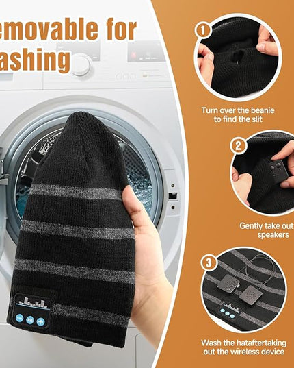 Bluetooth Beanie for Men Women, HD Stereo Sound Beanie with Headphones, Unique Tech Gifts for Men Husband Him Teen