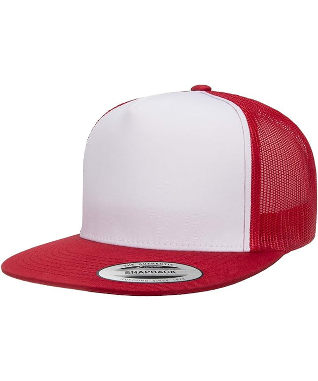 Yupoong 5-Panel YP Classic Trucker Cap | High Profile Flat Visor Snapback | OSFM | Bulk Packs Available