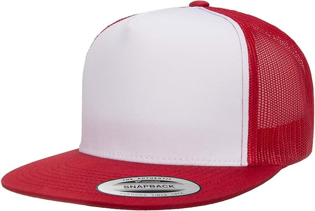 Yupoong 5-Panel YP Classic Trucker Cap | High Profile Flat Visor Snapback | OSFM | Bulk Packs Available