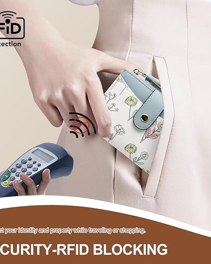 yiijay Small Wallet for Women RFID Blocking Tassle Bifold Slim Thin Leather Wallet Credit Card Holder Wallet Ladies Mini Wallet with Zipper Pocket