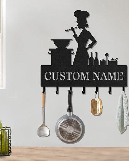 LOWACOS Personalized Key Holder for Wall, Custom Metal Kitchen Key Hooks with Name, Meta Jacket Holder Hooks Organizer Rack, Jacket Hanger Decor for Kitchen, Entryway, Hallway, Office, Doorway
