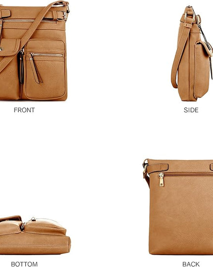 SG SUGU Katie Lightweight Medium Crossbody Bag Shoulder Bag with Multi Pocket for Women