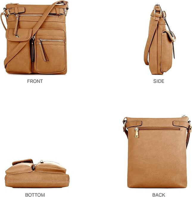 SG SUGU Katie Lightweight Medium Crossbody Bag Shoulder Bag with Multi Pocket for Women
