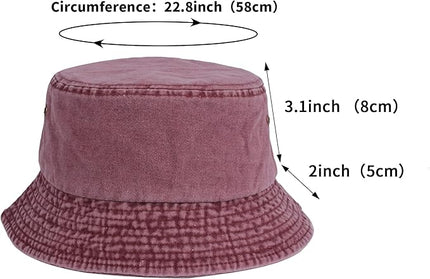 kozinu Washed Cotton Bucket Hats Packable Summer Outdoor Cap Travel Beach Sun Hat Plain Colors for Men Women