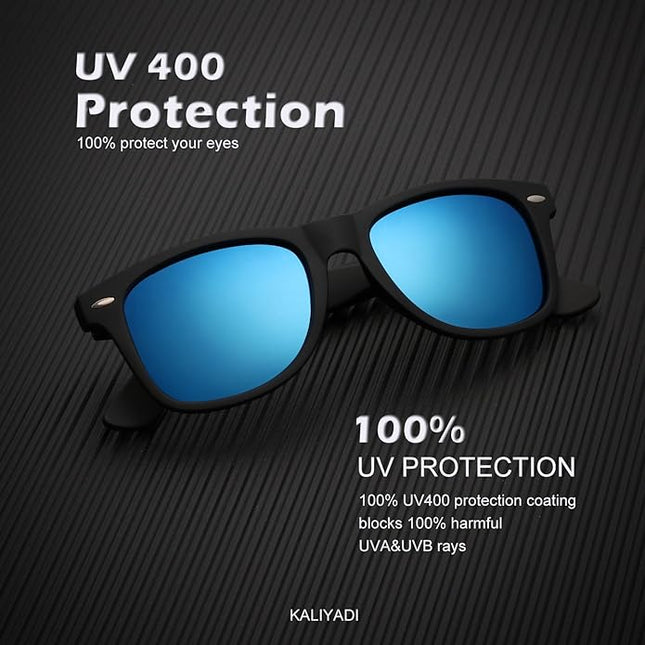 KALIYADI Polarized Sunglasses for Men and Women Matte Finish Sun glasses Color Mirror Lens UV Blocking (3 Pack)