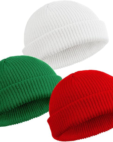 SATINIOR 4 Pieces Trawler Beanie Watch Hat Roll up Edge Skullcap Fisherman Beanie Unisex
