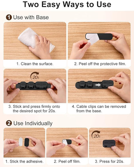 6 Pack Magnetic Cable Clips [1s Open/Lock], Laitver Cord Organizer Holder Strong Adhesive Desk Cable Management- Organize Charging Cords Neatly for Home, Office, Car,Desk, Nightstand-Black