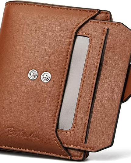 BOSTANTEN Women Leather Wallet RFID Blocking Small Bifold Zipper Pocket Wallet Card Case Purse with ID Window
