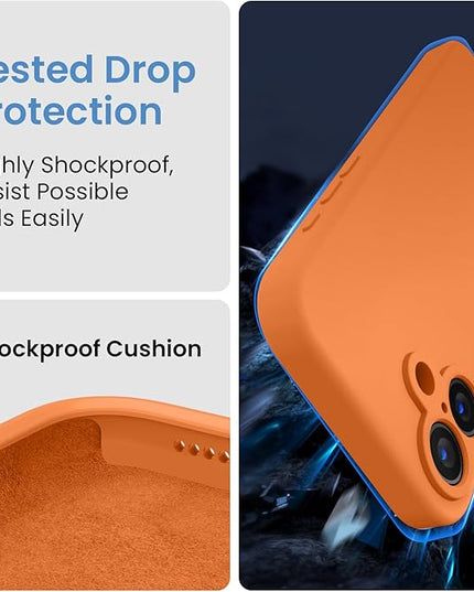 FireNova Designed for iPhone 16 Plus Case, Silicone Upgraded [Camera Protection] Case with [2 Screen Protectors], Soft Anti-Scratch Microfiber Lining Inside, 6.7 inch, Kumquat