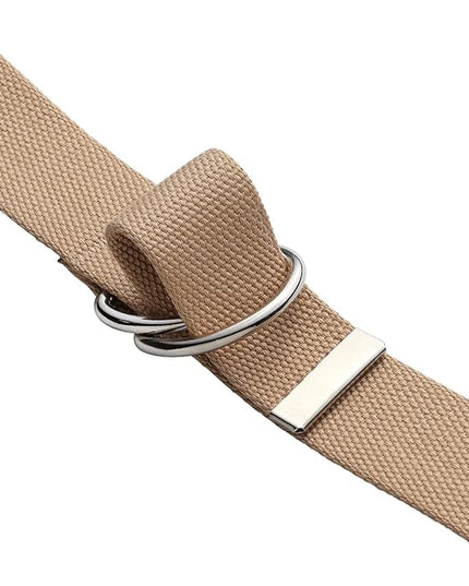 Falari Canvas Web Belt Metal Double D Ring Buckle for Men Women Casual Cloth Military Style Belt 1 1/2" Wide