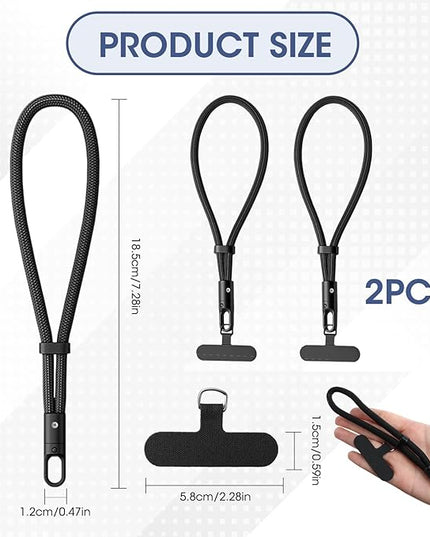 Phone Wrist Strap, Phone Lanyard Wrist, 2 Pack 7.28" Anti Theft 360° Rotation Adjustable Reinforced Phones Strap, Universal Wrist Strap for Phones Case