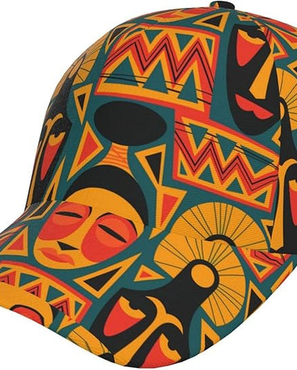 African Ethnic Tribal Style Baseball Cap for Men Women, Fashion Adjustable African Hat Casual Trucker Hats Sun Caps