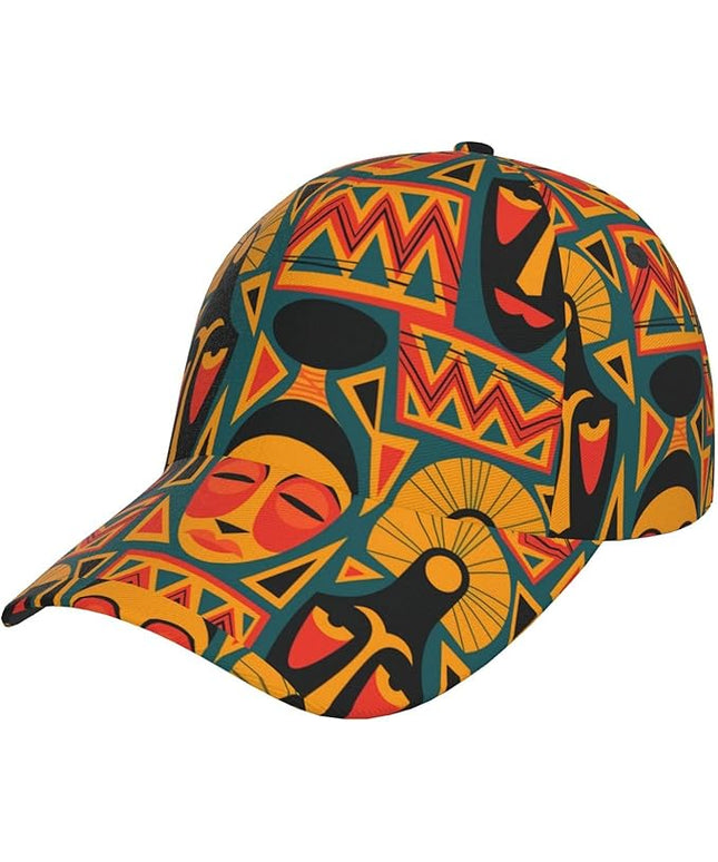 African Ethnic Tribal Style Baseball Cap for Men Women, Fashion Adjustable African Hat Casual Trucker Hats Sun Caps
