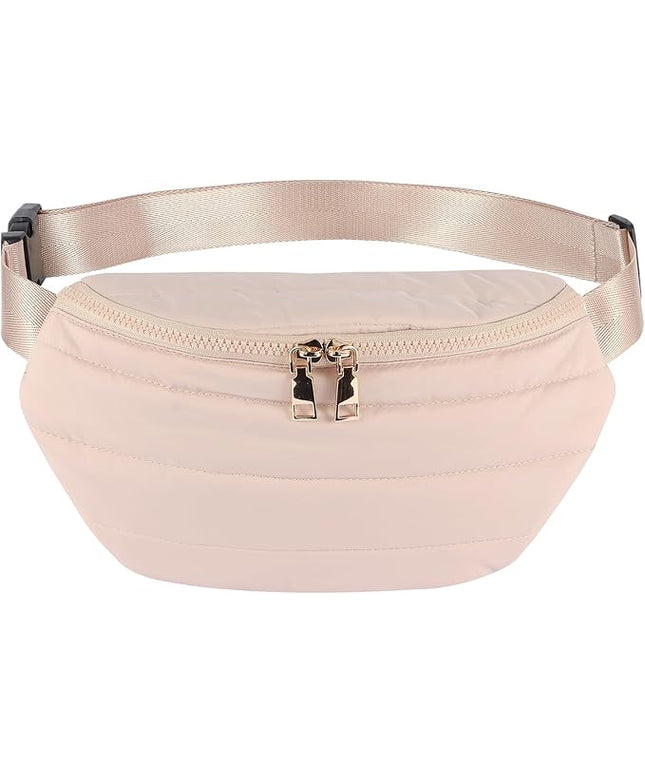 Fanny Packs for Women Fashion Waist Packs Quilted Puffer Belt Bag Puffy Crossbody Bags Sling Purse for Women Travel Running