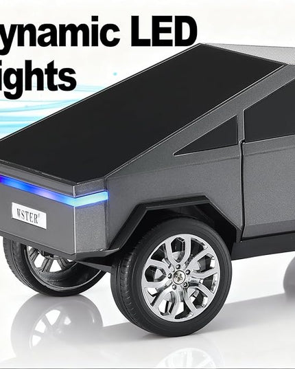 Futuristic Truck Model Bluetooth Replica Speaker with LED Display Screen – Considerate Gift for Car Design Fans & Audio Users, TWS Stereo, FM, USB/TF Playback, LED Headlights, Built-in Mic (Gray)