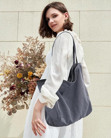 Canvas Tote Bag for Women Large Hobo Shoulder Bag for Work Travel Casual Message Bag Tote Purse handbags