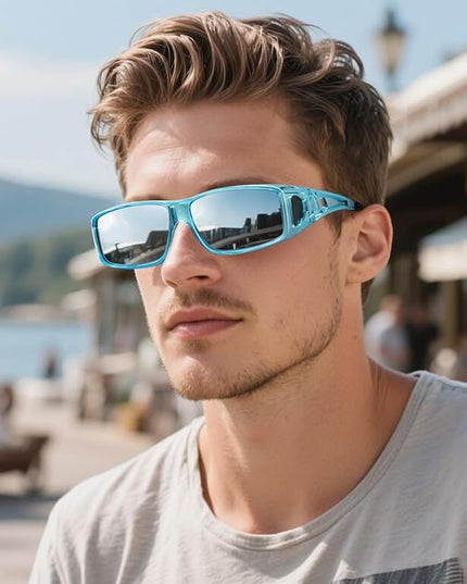 Wzerry Sunglasses Fit Over Glasses Polarized for Men Women, Wrap-Around Glasses UV400 Protection for Driving and Outdoor