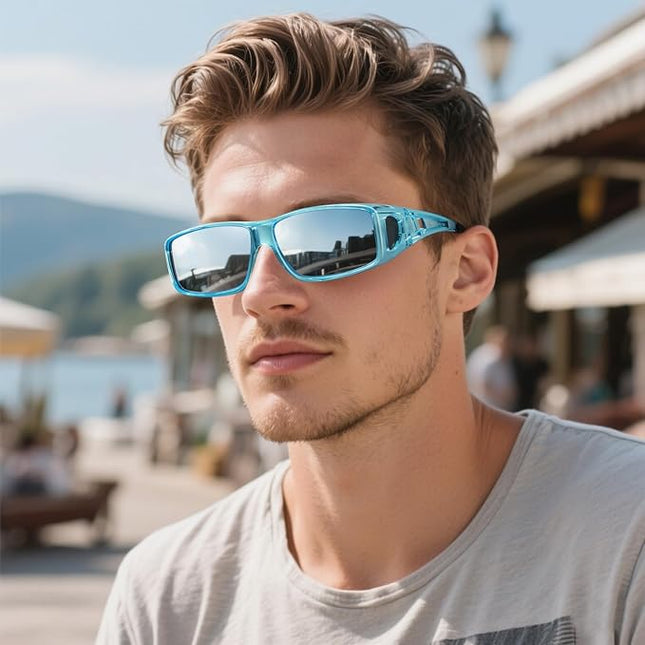 Wzerry Sunglasses Fit Over Glasses Polarized for Men Women, Wrap-Around Glasses UV400 Protection for Driving and Outdoor