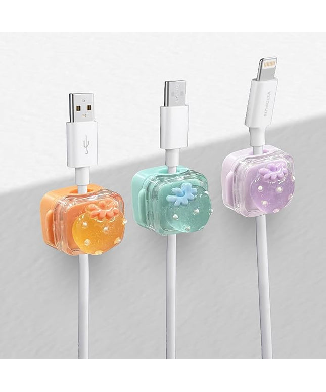 3Pack Magnetic Cable Clips for Nightstand, Adhesive Night-Glowing Cord Holder Organizer for Office Home Desk Wall Car (Strawberry)