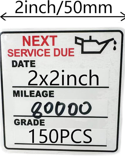 Oil Change Stickers，150pcs 2x2 inch Oil Change Stickers for windscreen - Easy to use and Remove(red)