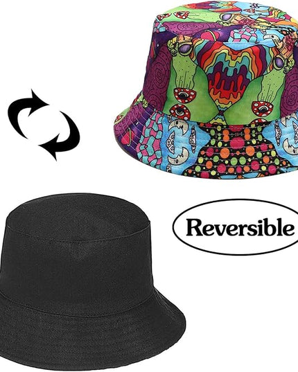 XYIYI Cute Bucket Hat Beach Fisherman Hats for Women, Reversible Double-Side-Wear