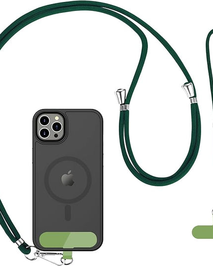 CACOE Phone Lanyard 2 Pack-1× Adjustable Neck Strap,1× Wrist Strap,2× Pads,Universal Crossbody Cell Phone Lanyards,Multifuctional Phone Lanyards Compatible with Most Smartphones(Dark Green)