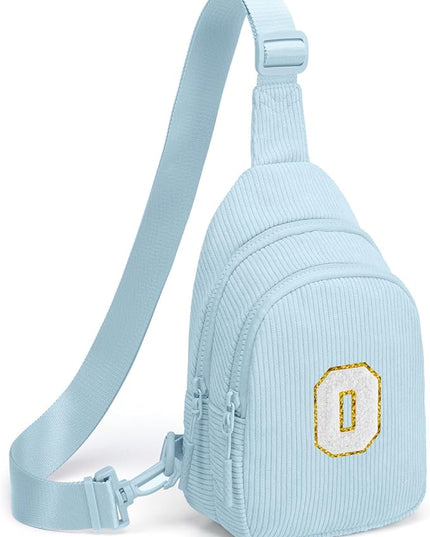 Viverte Small Corduroy Sling Bag Initial Crossbody Bag Fanny Pack for Girls Personalized Birthday Gifts for Teen Girls Gifts