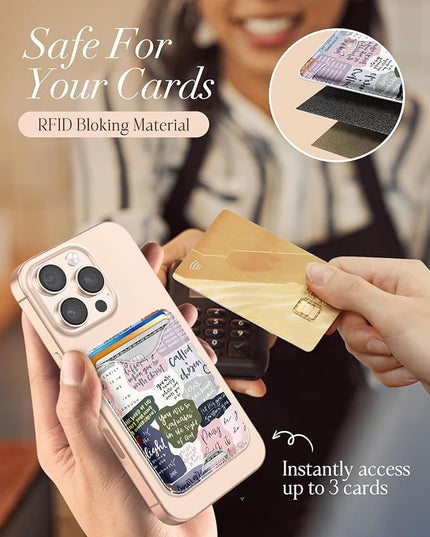 Shorogyt Compatible with Magsafe Wallet Magnetic Card Holder - Words Phone Wallets for Women Teen Girls Cute for iPhone 17/16/15/14/13/12 Series Slim for Apple Mag RFID Magnet, Fit 3 Cards