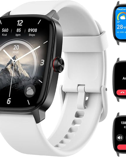 Smart Watches for Women Men with Bluetooth Call & AI Voice, 1.85" HD Fitness Tracker with Heart Rate SpO2 Sleep Monitor, 100+ Sports Modes,Mini Games, IP68 Waterproof Smartwatch for Android iOS Phones