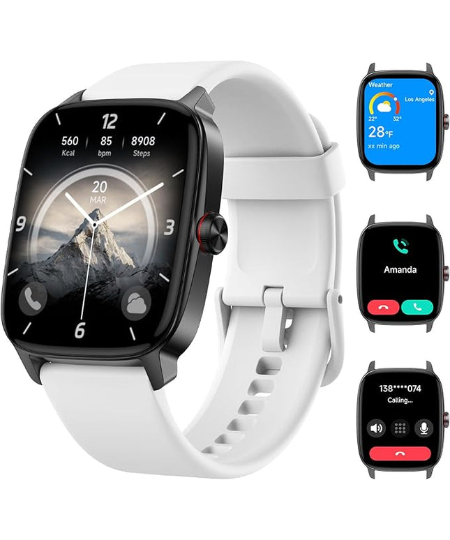 Smart Watches for Women Men with Bluetooth Call & AI Voice, 1.85" HD Fitness Tracker with Heart Rate SpO2 Sleep Monitor, 100+ Sports Modes,Mini Games, IP68 Waterproof Smartwatch for Android iOS Phones