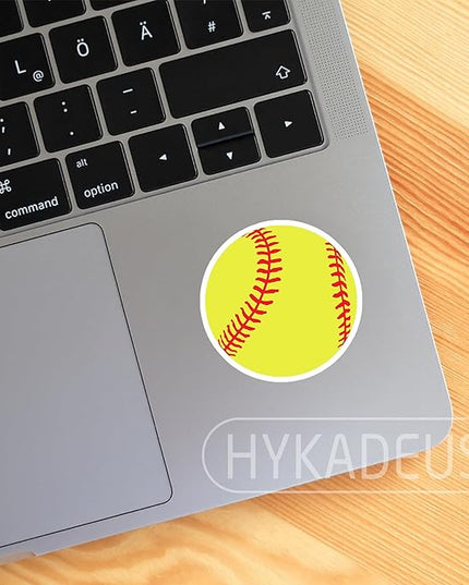 (3Pcs) Softball Stickers Waterproof Vinyl Softball Ball Decals for Water Bottle, Tumbler, Laptop, Phone Case, Poster Board, Scrapbooking, Team Players, Coach, 3" x 3"