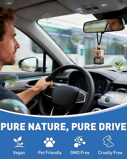 Car Air Freshener Hanging 2 Pack, Cool Ice Fragrance Essential Oil Diffuser for Cars, Long Lasting Car Scent Air Fresheners Car Accessories for Men